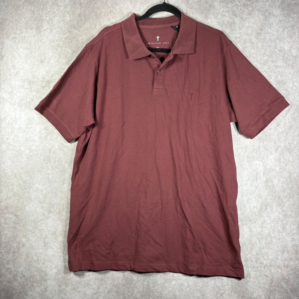 American Tall Polo Shirt Mens XLT Burgundy Pique Short Sleeve Casual Preppy NEW
